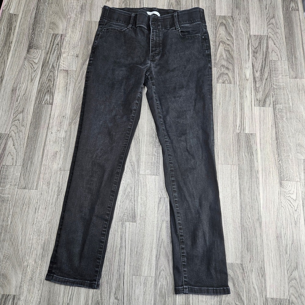 Nine West Straight Leg Jeans Womens 14 Black Excellent Stretch Denim Pants